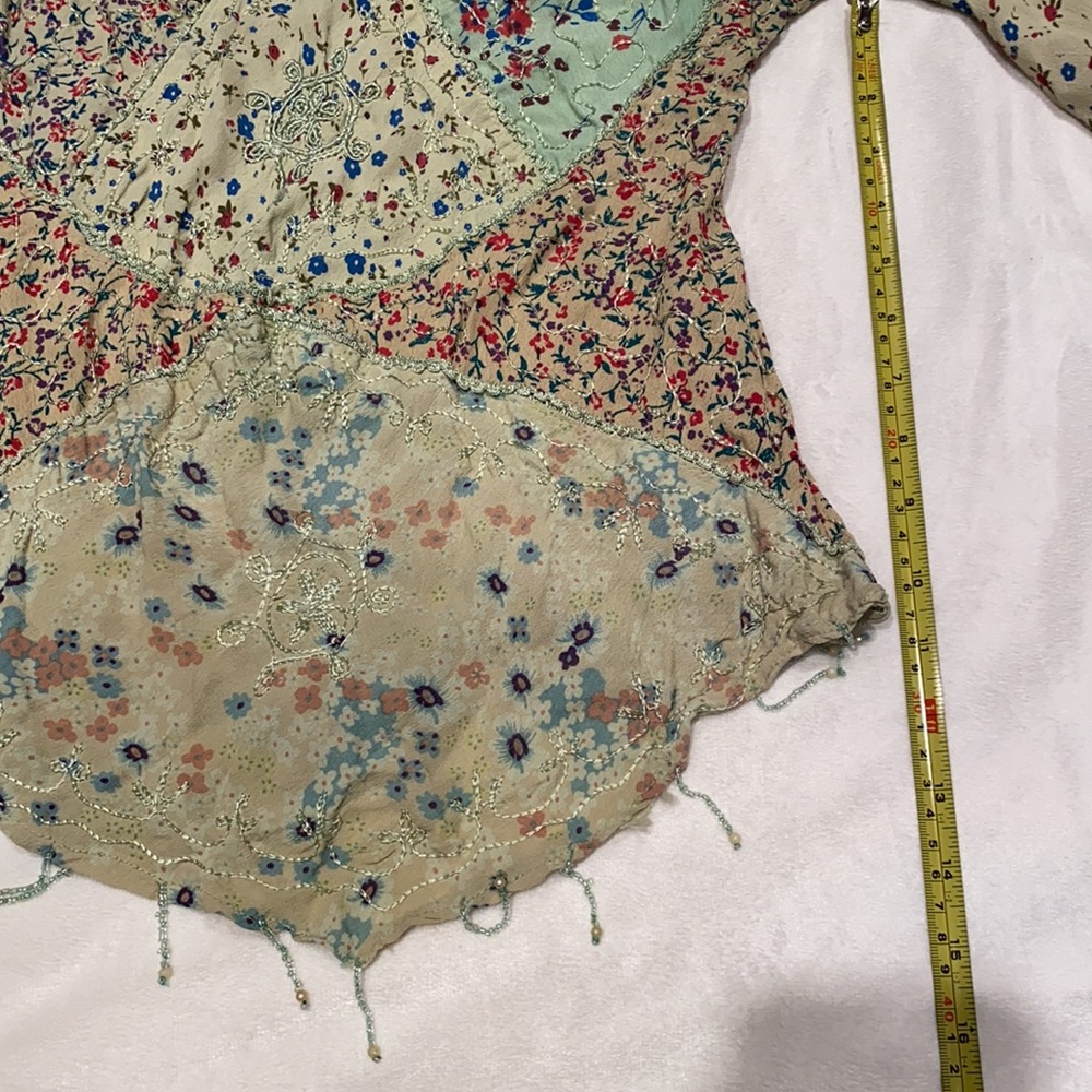 Funky Patchwork Beaded Blouse - image 8